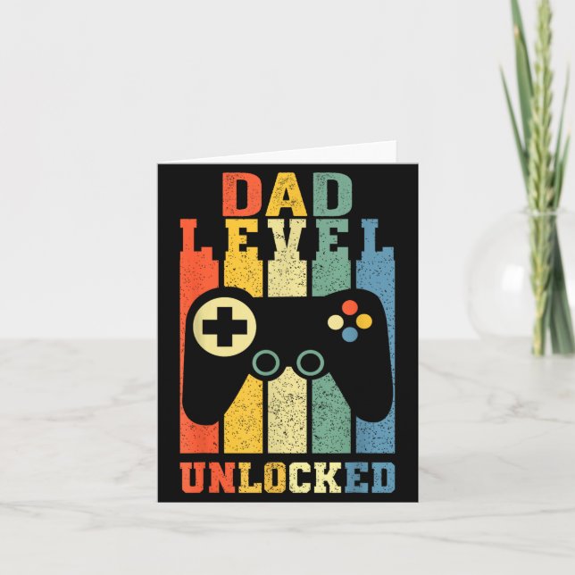 Carte Funny New Dad Shirt Dad Level Unlocked Day Tee Shi (Devant)