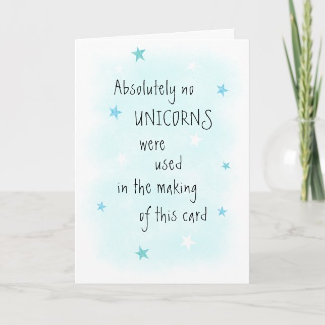 Carte Funny NO Unicorn Images Blue Anniversaire Salutati (Devant)