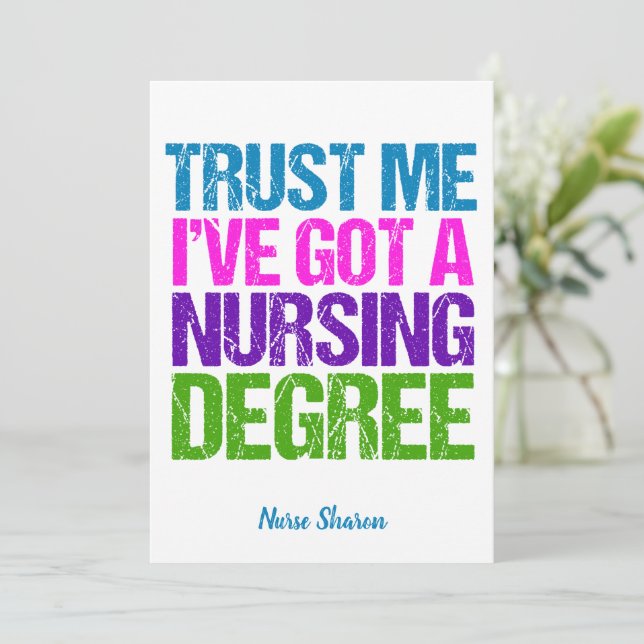 Carte Funny Nursing School Graduation Infirmière personn (Debout devant)