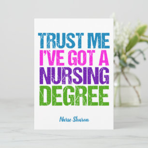 Carte Funny Nursing School Graduation Infirmière personn