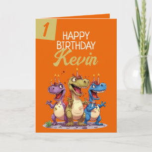 Carte Funny Orange & Green Candle Trex Garçon 1er annive