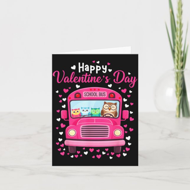 Carte Funny Owls School Bus Driver Happy Valentines Day  (Devant)