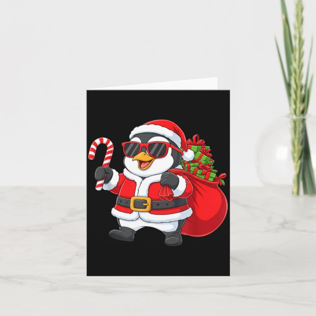 Carte Funny Penguin Christmas Santa Outfit Xmas Boys Gir (Devant)