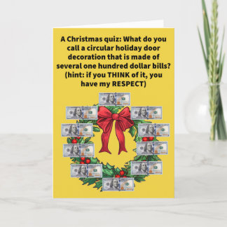 Carte Funny Pun A Wreath o' Franklins Joyeux Noël