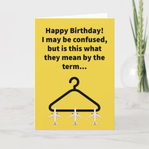 Carte Funny Pun Avion Hanger Joyeux Anniversaire
