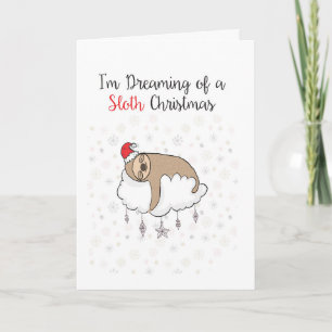Carte Funny Pun Christmas Card - Punny Holidays Sloth