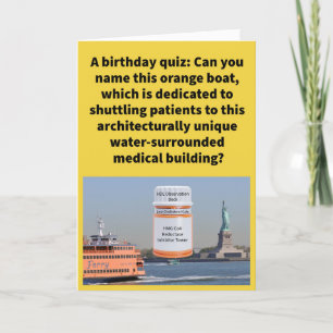 Carte Funny Pun Statin Island Ferry Joyeux anniversaire