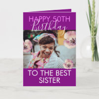 Funny Purple Floral Photo Soeur 50e anniversaire