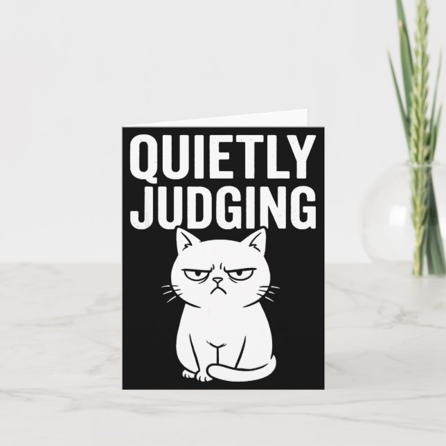 Carte Funny Quietly Judging Sarcastic Crazy Cat Lover Gr (Devant)