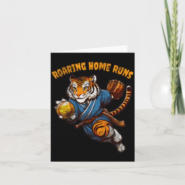 Carte Funny Quote Roaring Home Run Ball Retro Tiger Love (Devant)