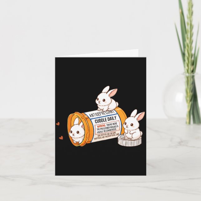 Carte Funny Rabbit Bunny Anti Depressant Zoo Boys Girls  (Devant)