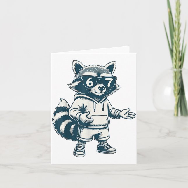 Carte Funny Raccoon 67 Meme Six Seven  (Devant)