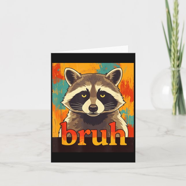 Carte Funny Raccoon Bruh Meme Teens Boys Girls Men Graph (Devant)