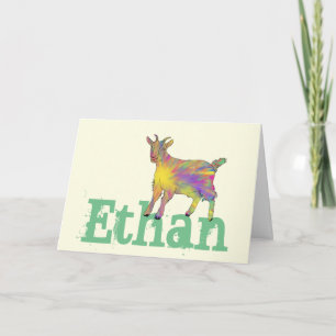 Carte Funny Rainbow Goat Colourful Animal Art Nom Ethan