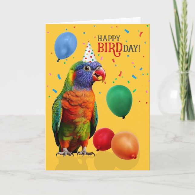 Carte Funny Rainbow Lorikeet Parrot Birthday (Devant)