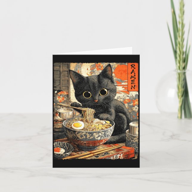 Carte Funny Ramen Cat Noodle Lovers Anime Otaku  (Devant)