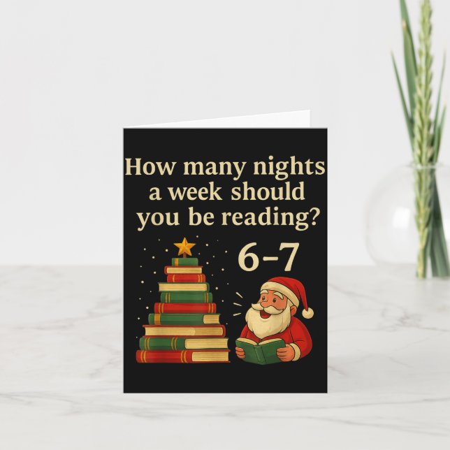 Carte Funny Reading Christmas Tree Book– Reading 6 7 Mem (Devant)