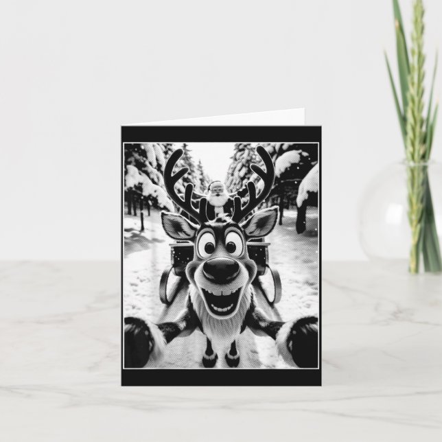 Carte Funny Reindeer Selfie Santa Sleigh Christmas Holid (Devant)
