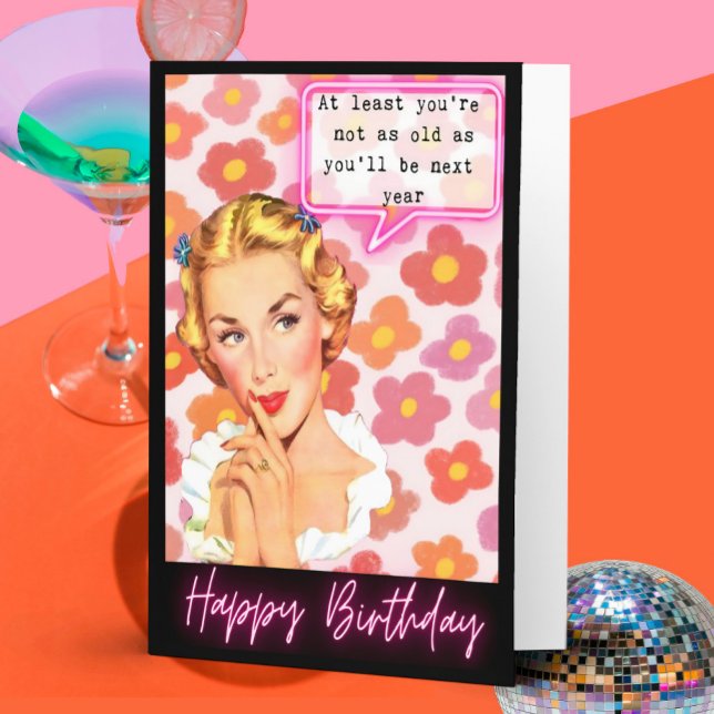 Carte Funny Retro Birthday Card Best Friend-Sassy-NextYr (Créateur téléchargé)