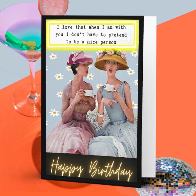 Carte Funny Retro Birthday Card Best Friend-Sassy-Nice (Créateur téléchargé)