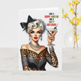 Carte Funny Retro Happy Martini Dirty Birthday