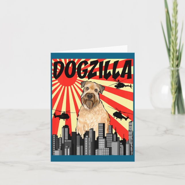 Carte Funny Retro Japanese Dogzilla Soft Coated Wheaten  (Devant)