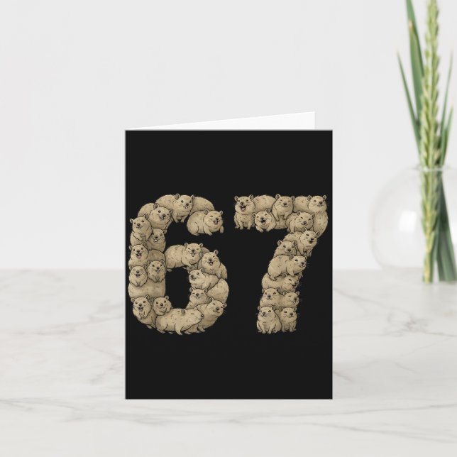 Carte Funny Rock Hyrax Awawa 6 7 Meme Six Seven Love  (Devant)