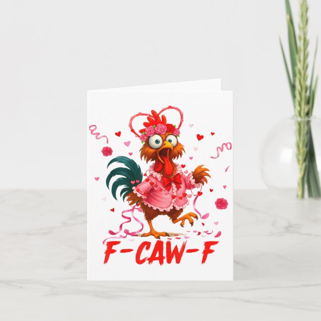 Carte Funny Rooster F-caw-f Valentines Day Chicken Fcawf (Devant)