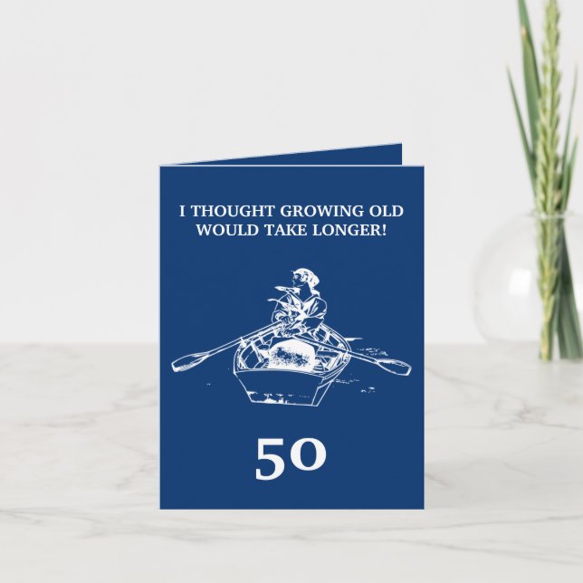 Carte Funny Rowing Woman Blue Soeur 50e anniversaire (Devant)