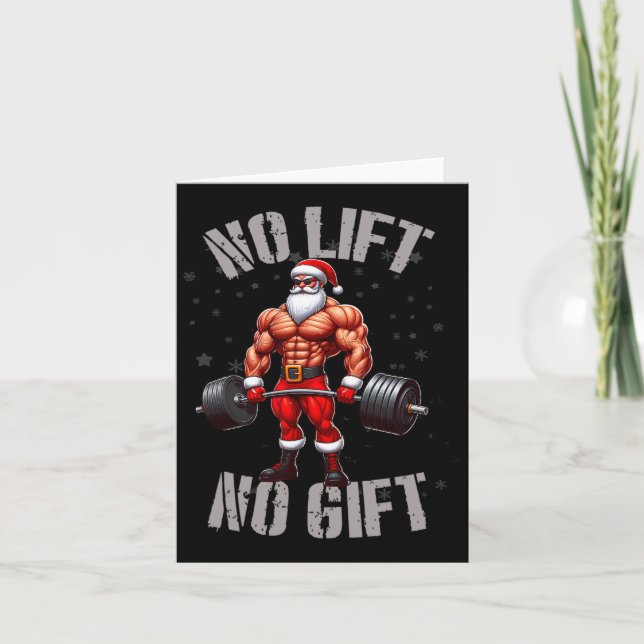 Carte Funny Santa Claus Poids Sans Ascenseur Sans Cadeau (Devant)