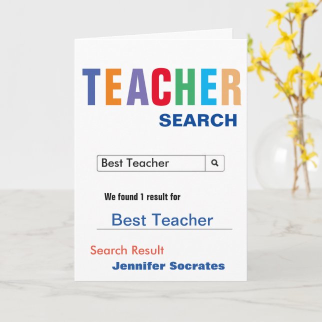 Carte Funny Search Best Teacher Card (Fleur jaune)