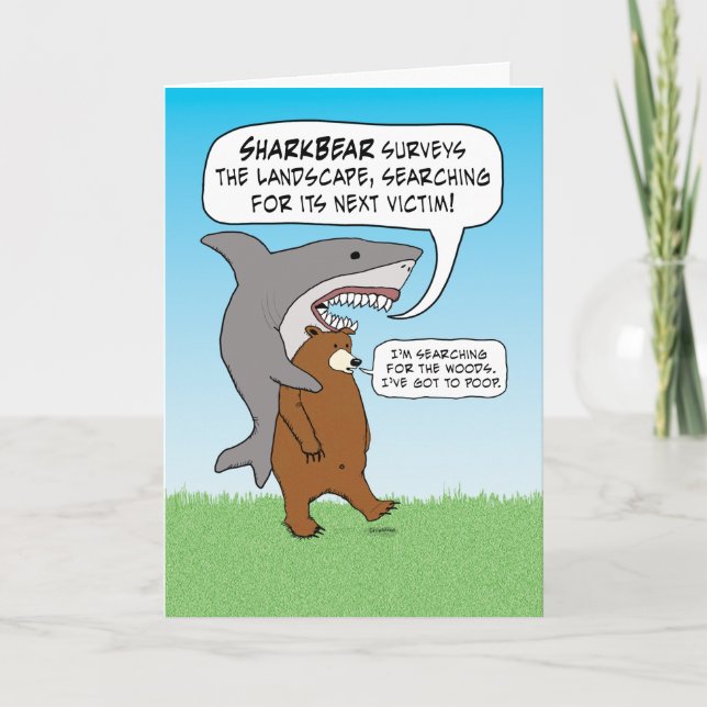 Carte Funny Shark and Bear Quest Anniversaire (Devant)