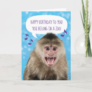 Carte Funny Singing Monkey Birthday