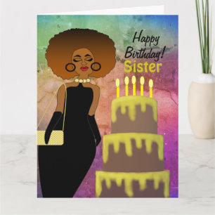 Carte Funny Sister African American Happy Birthday Card