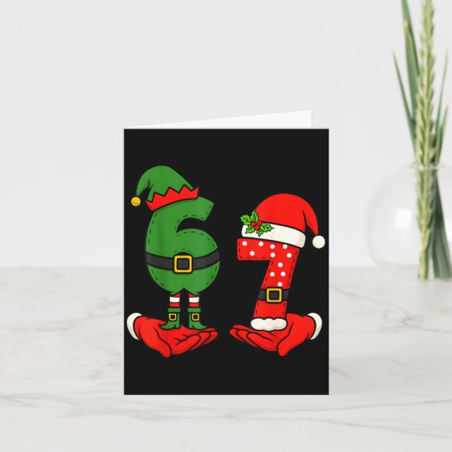 Carte Funny Six Seven 67 Meme 6 7 Christmas Elf Hand Boy (Devant)