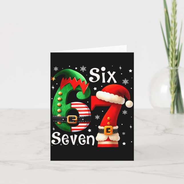 Carte Funny Six Seven 67 Meme 6 7 Elf Santa Christmas Pa (Devant)