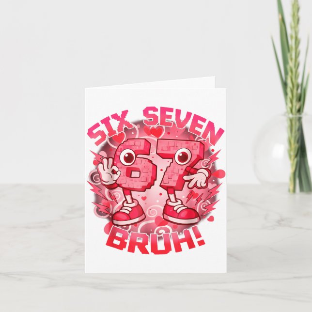 Carte Funny Six Seven Bruh 67 Brainrot Meme Valentine's  (Devant)