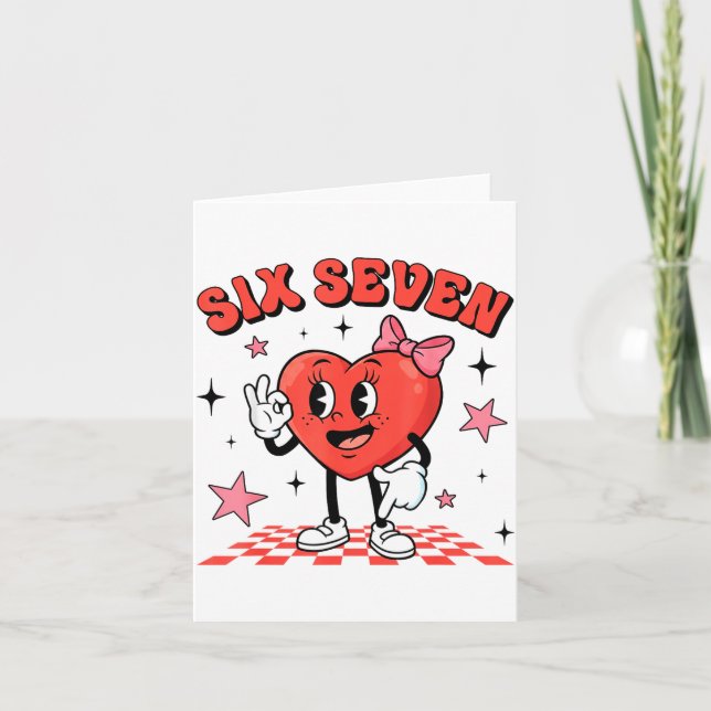 Carte Funny Six Seven Cute Heart 67 Meme Valentine Kids  (Devant)