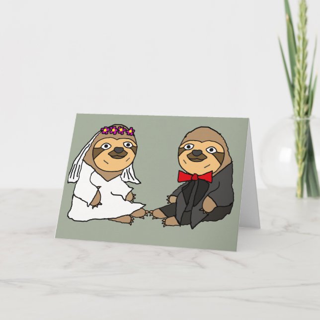 Carte Funny Sloth Mariée et Mariage de chambre (Devant)