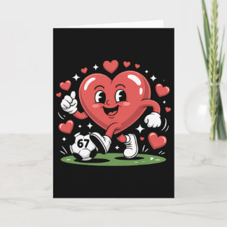 Carte Funny Soccer Heart 67 Mème Pyjama de la Saint-Vale