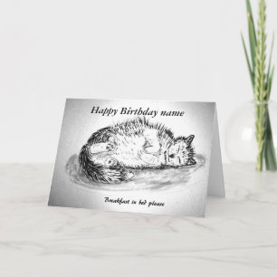 Carte Funny somnolent chat personnalisable avant à l'int