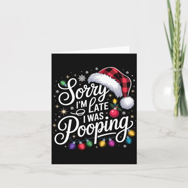 Carte Funny Sorry I'm Late I Was Ong Xmas Lights Red San (Devant)