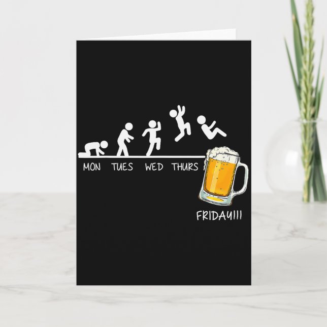 Carte Funny Stickman Jumping Beer Days Of Week Friday Dr (Devant)