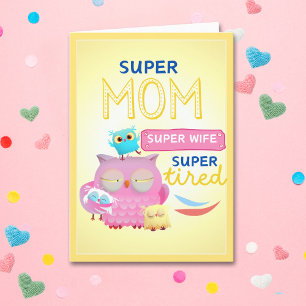 Carte Funny Super Maman, Femme, Fête des Mères Super Fat