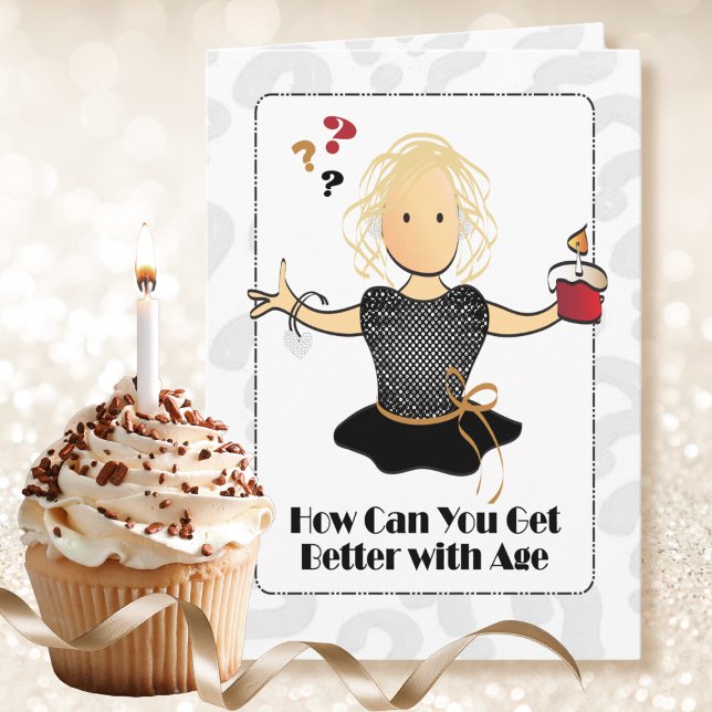 Carte Funny Sweet 60e anniversaire Female Cartoon modern (Créateur téléchargé)