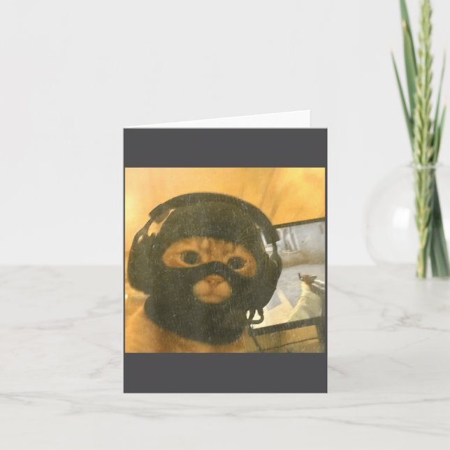 Carte Funny Tactical Gamer Cat Meme Graphic  (Devant)