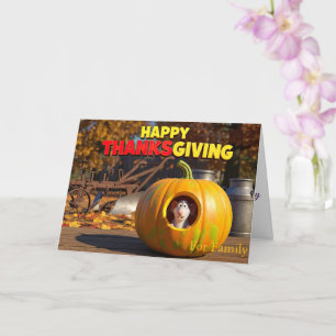 Carte Funny Thanksgiving Card avec Rat et Citrouille