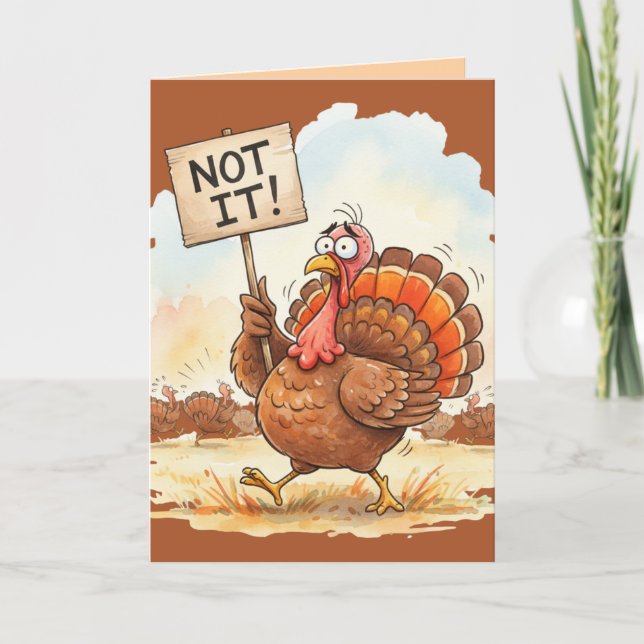 Carte Funny Thanksgiving Card – Turkey Trouble (Devant)