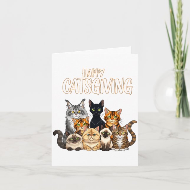 Carte Funny Thanksgiving Cat Lovers Gift Happy Catsgivin (Devant)