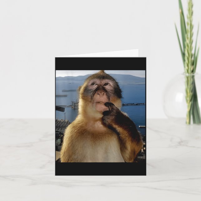 Carte Funny Thinking Monkey Meme Curious Ape Brainrot Gi (Devant)